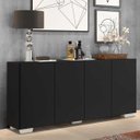 Ver imagem 1 de Aparador Buffet 4 Portas com Pés Quadrados Veneza Preto/Branco