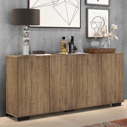 Aparador Buffet 4 Portas com Pés Quadrados Veneza Rustic/Preto - 2