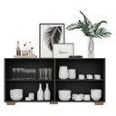 Ver imagem 6 de Aparador Buffet 4 Portas com Pés Quadrados Veneza Preto/Natural