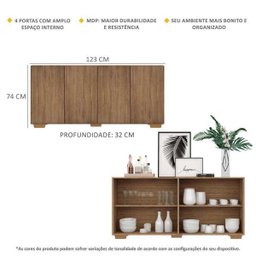 Aparador Buffet 4 Portas com Pés Quadrados Veneza Rustic/Natural - 4