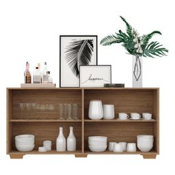 Aparador Buffet 4 Portas com Pés Quadrados Veneza Rustic/Natural - 6
