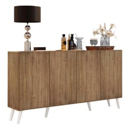 Aparador Buffet 4 Portas com Pés Retrô Veneza Rustic/Branco - 3