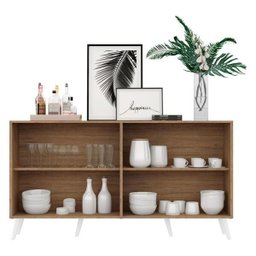 Aparador Buffet 4 Portas com Pés Retrô Veneza Rustic/Branco - 6