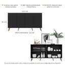 Ver imagem 4 de Aparador Buffet 4 Portas com Pés Retrô Veneza Preto/Natural