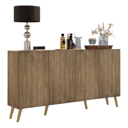 Aparador Buffet 4 Portas com Pés Retrô Veneza Rustic/Natural - 2