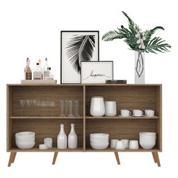 Aparador Buffet 4 Portas com Pés Retrô Veneza Rustic/Natural - 5