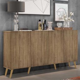 Aparador Buffet 4 Portas com Pés Retrô Veneza Rustic/Natural - 3