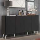 Ver imagem 1 de Aparador Buffet 4 Portas com Pés Retrô Veneza Preto/Branco