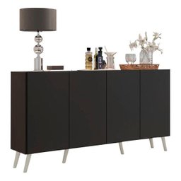 Aparador Buffet 4 Portas com Pés Retrô Veneza Preto/Branco - 3