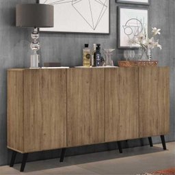 Aparador Buffet 4 Portas com Pés Retrô Veneza Rustic/Preto - 2