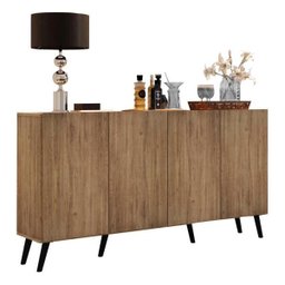 Aparador Buffet 4 Portas com Pés Retrô Veneza Rustic/Preto - 3