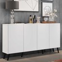 Ver imagem 1 de Aparador Buffet 4 Portas com Pés Retrô Veneza Branco/preto