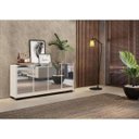 Ver mais imagens de Aparador Buffet 4 Portas com Espelho e Pés Quadrados Vegas Branco/Preto