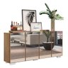 Aparador Buffet 4 Portas com Espelho e Pés Quadrados Vegas Rustic/Branco - 3