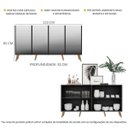 Ver imagem 4 de Aparador Buffet 4 Portas com Espelho e Pés Retrô Vegas Preto/Natural