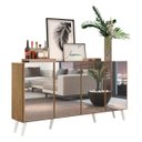 Ver imagem 3 de Aparador Buffet 4 Portas com Espelho e Pés Retrô Vegas Rustic/Branco