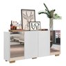 Aparador Buffet com Espelho e Pés Quadrados Vegas Branco/Natural - 3