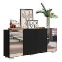 Ver imagem 3 de Aparador Buffet com Espelho e Pés Quadrados Vegas Preto/Branco