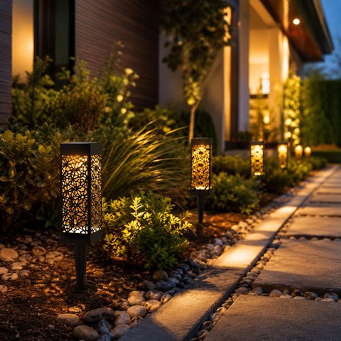 Luminária Espeto Solar LED Jardim Mandala Square 3000k Luz Quente