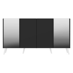 Aparador Buffet com Espelho e Pés Retrô Vegas Preto/Branco - 7