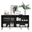 Ver imagem 6 de Aparador Buffet com Espelho e Pés Retrô Vegas Preto/Natural