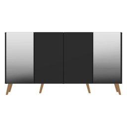 Aparador Buffet com Espelho e Pés Retrô Vegas Preto/Natural - 7