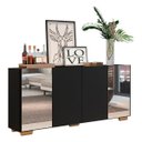 Ver imagem 3 de Aparador Buffet com Espelho e Pés Quadrados Vegas Preto/Natural