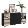 Aparador Buffet com Espelho e Pés Quadrados Vegas Preto/Natural - 3
