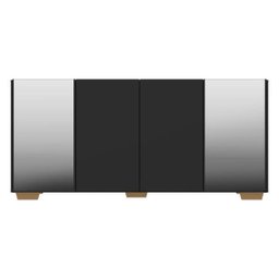 Aparador Buffet com Espelho e Pés Quadrados Vegas Preto/Natural - 7