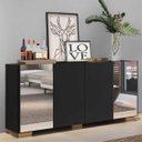 Ver imagem 2 de Aparador Buffet com Espelho e Pés Quadrados Vegas Preto/Natural