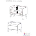 Ver imagem 4 de Kit com 2 Mesas de Cabeceira 60cm com Pés Retrô Multimóveis Branca/Preta