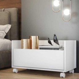 Kit com 2 Mesas de Cabeceira 60cm com Rodízios Multimóveis Branca - 2