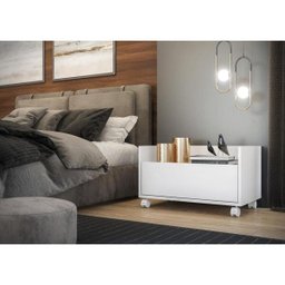 Kit com 2 Mesas de Cabeceira 60cm com Rodízios Multimóveis Branca - 7