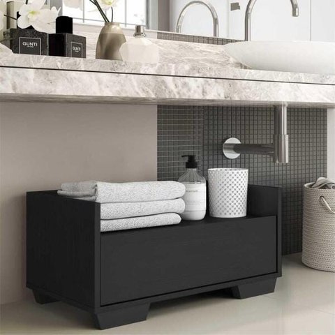 Gabinete Armário Banheiro 60cm com Pés Quadrados Multimóveis Preto