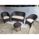 Ver imagem 2 de Conjunto 1 Sofá 2 Polreonas 1 Mesinha Fibra Sintética Jardim Varanda Área Externa.