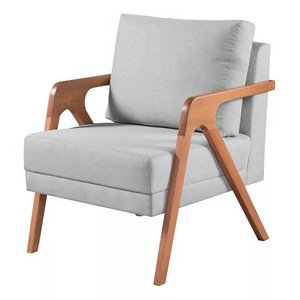 Poltrona Mona Linho Cinza - Kimi Design
