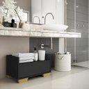 Ver imagem 7 de Gabinete Armário Banheiro 60cm com Pés Quadrados Multimóveis Preto/Natural