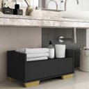 Ver imagem 1 de Gabinete Armário Banheiro 60cm com Pés Quadrados Multimóveis Preto/Natural