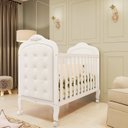 Ver imagem 1 de Berço Minicama 3 em 1 com Capitonê 100% MDF Maya Espresso Móveis Branco Brilho/Corino