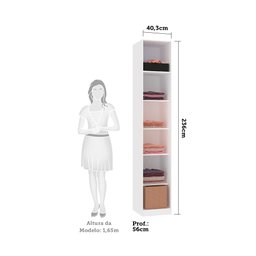 Guarda Roupa Modulado 1 Porta 40cm com Vidro Reflecta Bronze Prime Luciane Móveis - 2