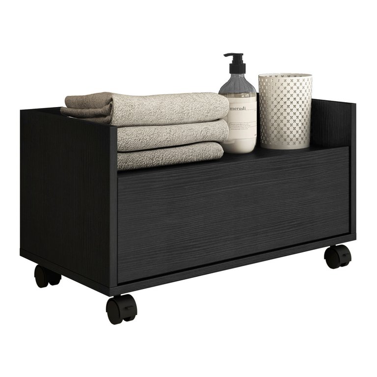 Gabinete Armário Banheiro 60cm com Rodízios Multimóveis Preto
