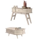 Ver imagem 1 de Mesa de Centro e Aparador Mármore Off White 3 Portas 1 Gaveta MDP Bege Casah