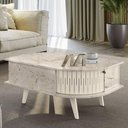 Ver imagem 5 de Mesa de Centro e Aparador Mármore Off White 3 Portas 1 Gaveta MDP Bege Casah