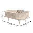 Ver imagem 3 de Mesa de Centro e Aparador Mármore Off White 3 Portas 1 Gaveta MDP Bege Casah