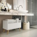 Ver imagem 7 de Gabinete Armário Banheiro 60cm com Pés Retrô Multimóveis Branco/Natural