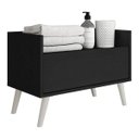 Ver imagem 2 de Gabinete Armário Banheiro 60cm com Pés Retrô Multimóveis Preto/Branco