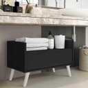 Ver imagem 1 de Gabinete Armário Banheiro 60cm com Pés Retrô Multimóveis Preto/Branco