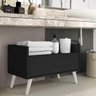 Gabinete Armário Banheiro 60cm com Pés Retrô Multimóveis Preto/Branco - 1