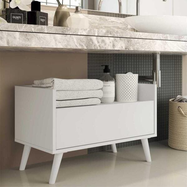 Gabinete Armário Banheiro 60cm com Pés Retrô Multimóveis Branco é boa?