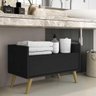Gabinete Armário Banheiro 60cm com Pés Retrô Multimóveis Preto/Natural - 1